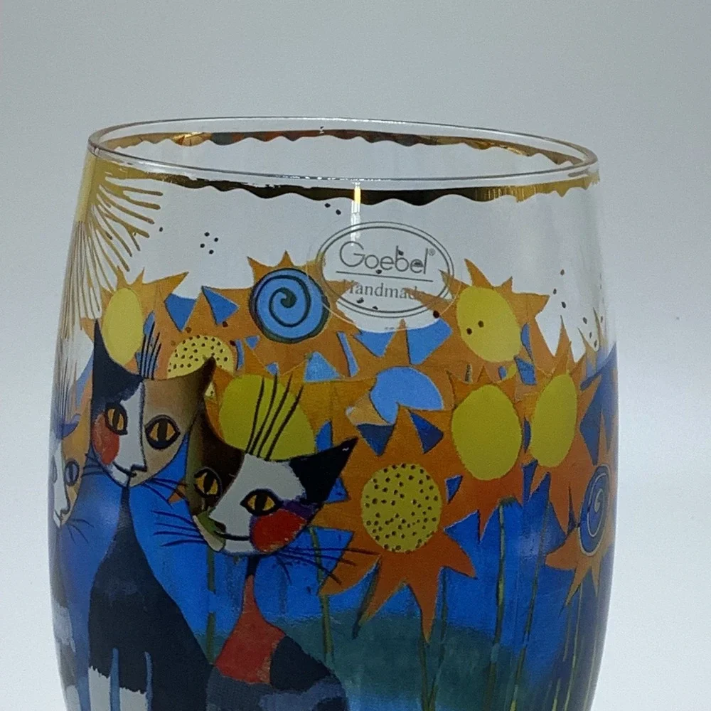 Goebel Handmade‎ Cat Sunflowers Rosina Wachtmeister Drinking Glass
